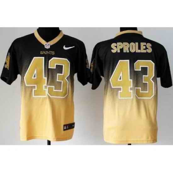 Nike New Orleans Saints 43 Darren Sproles Black Gold Elite Drift Fashion II NFL Jersey